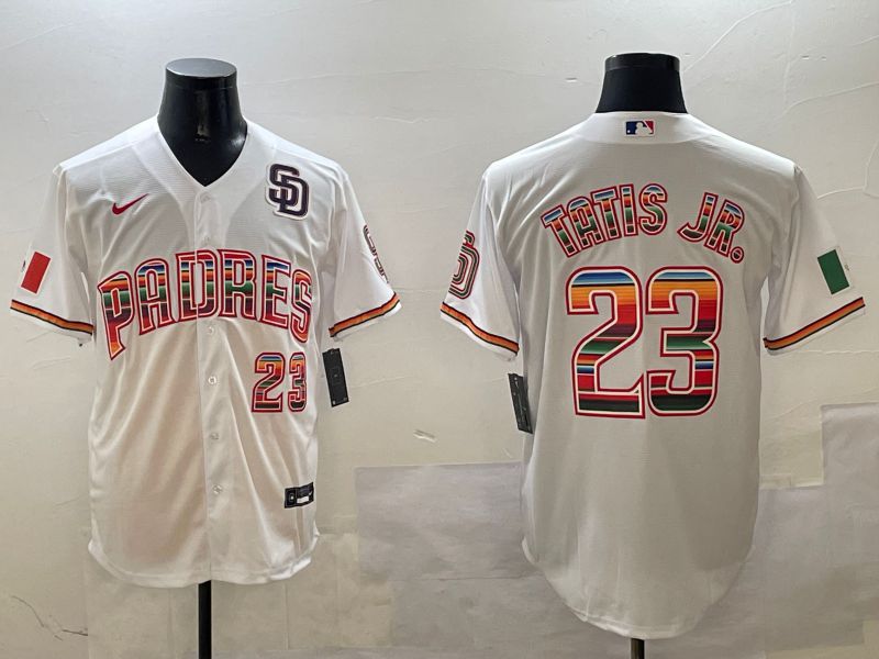 Men San Diego Padres 23 Tatis jr White Fashion Game 2025 Nike MLB Jersey style 3